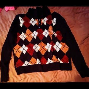 SHEIN Argyle style sweatshirt with collar for women